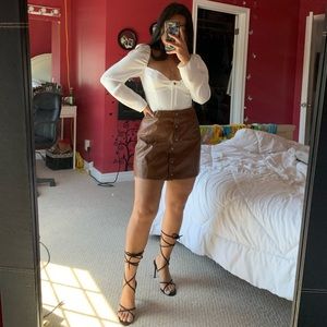 *SOLD*🌿2/$30🌿 Brown Pleather Button-Up Skirt